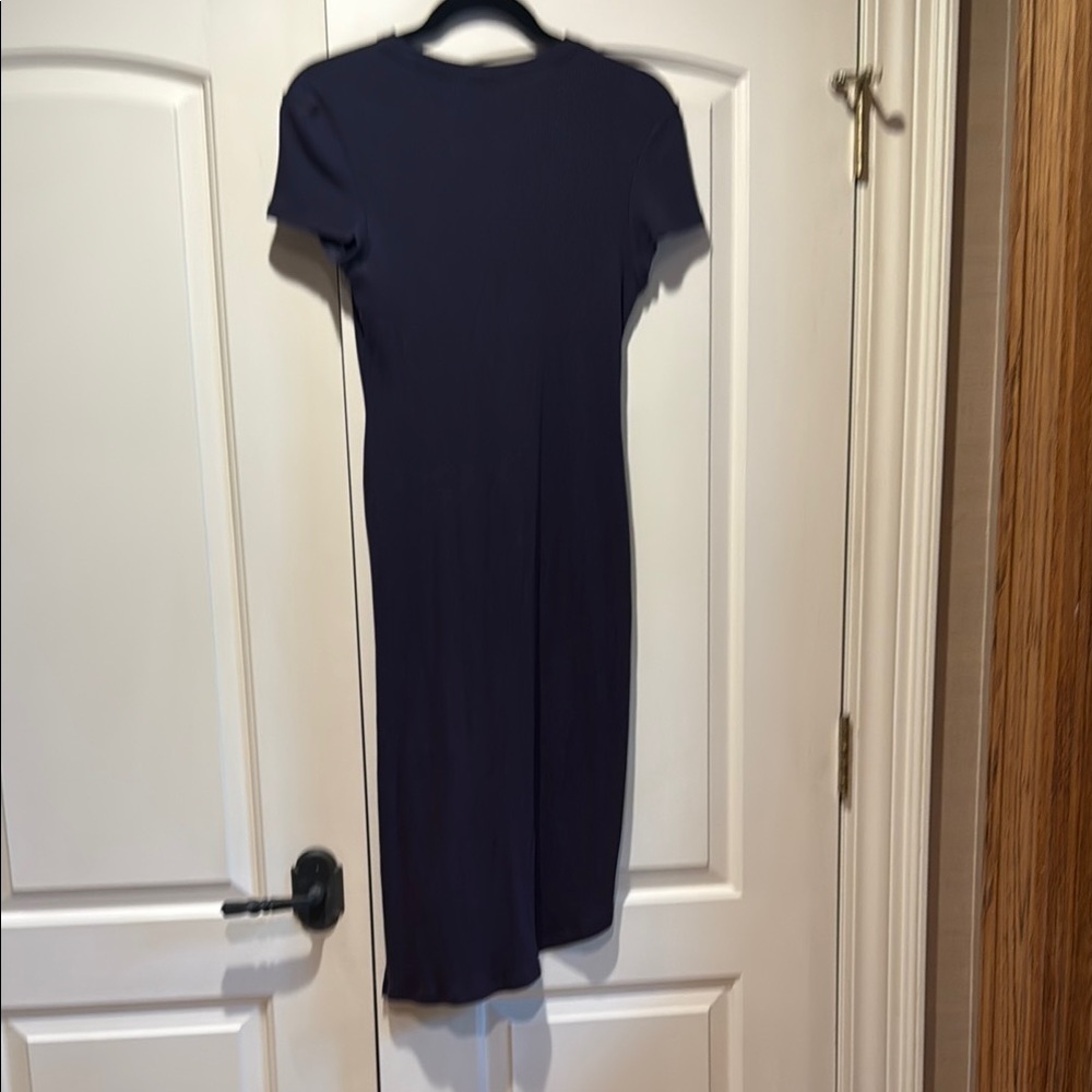 Skin Blue Ribbed Ruched Sheath Dress - Picture 2 of 3